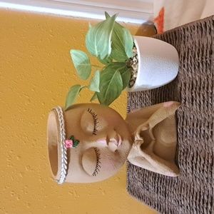 NIB  Ceramic head planter large 7 inch size
